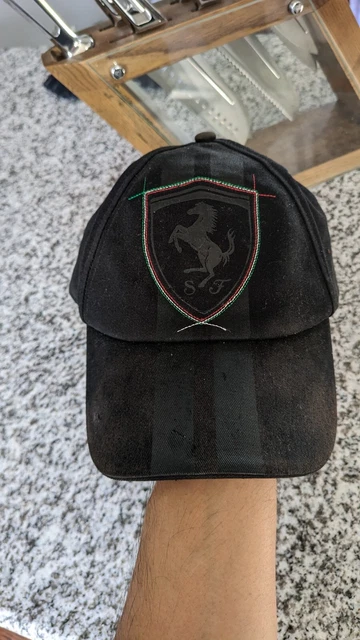 Puma FERRARI RACE RIDER CAP Scuderia Formula F1 Hat BLACK Bungee Back ADULT