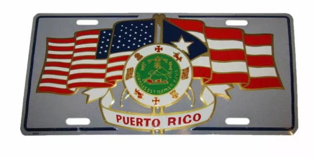 USA American Puerto Rico Rican Crest Flags 6"x12" Aluminum License Plate Sign