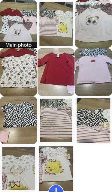 #010 013 girls large t shirt bundle 6-9 mth some hardly used Disney next zara