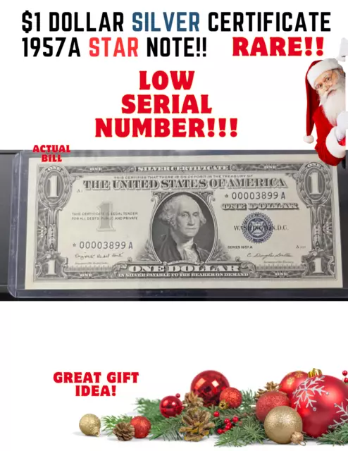 ✯1✯ 1957 $1 Silver Certificate Star Notes Uncirculated Low Serial Rare!! NEW