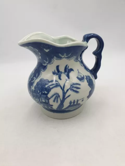 Vintage Victoria Ware Ironstone Flow Blue Water Jug Pitcher Willow Chinoiserie