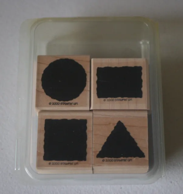 Stampin Up Little Shapes Wood Mounted Stamp Set RETIRED 2000 Circle Triangle EUC
