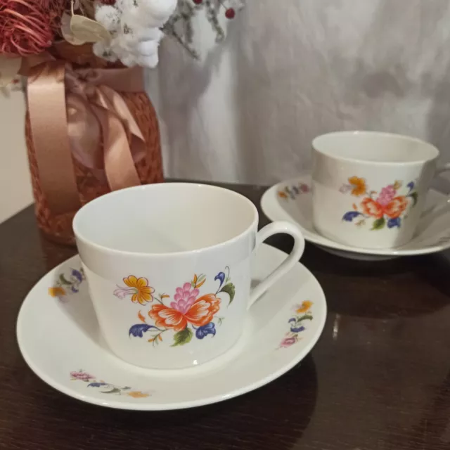 Ensemble 2 grandes tasses + soucoupes en porcelaine SELTMANN WEIDEN BAVARIA