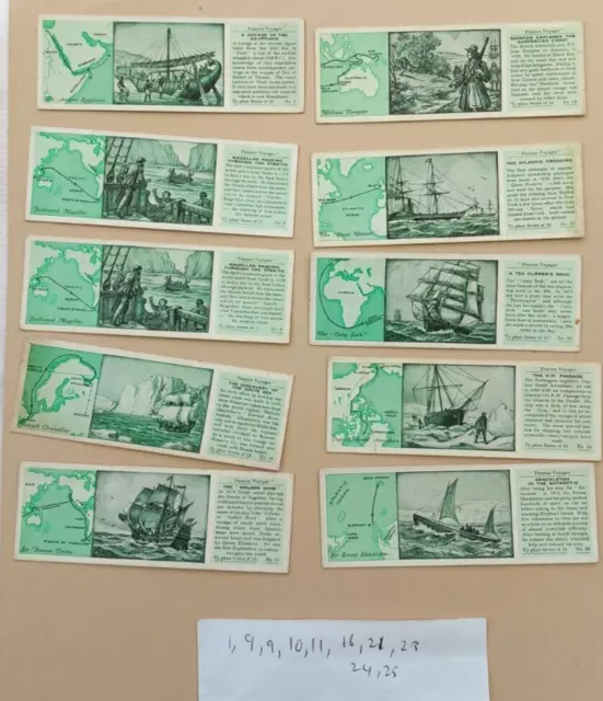 TYPHOO (Tea)  Famous Voyages - 1933  10 cards ,  9 different