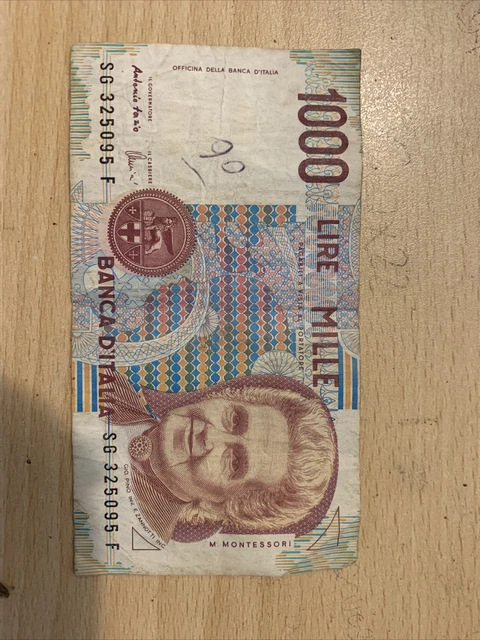 Banconota Mille 1000 Lire Montessori Fazio Speziali Rara 3 Ottobre 1990