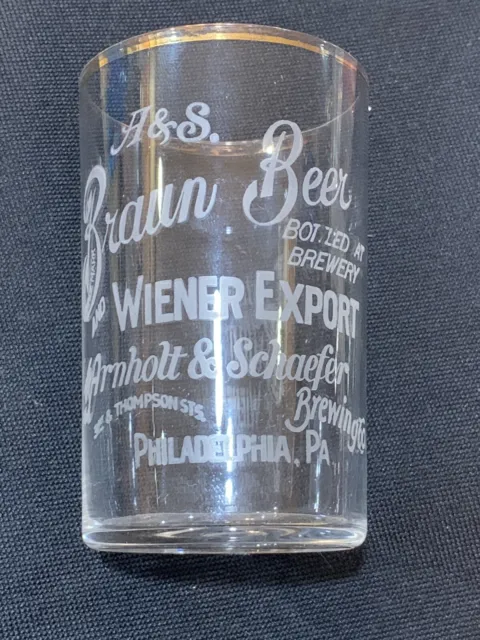 A & S Braun Beer ￼Etched Shell Glass ￼ Philadelphia, Pennsylvania
