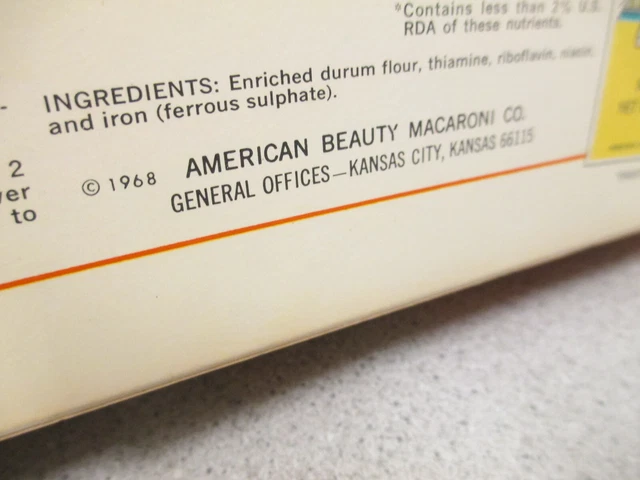 AMERICAN BEAUTY 1968, 1970s lasagna pasta Italian macaroni 1lb full box 4