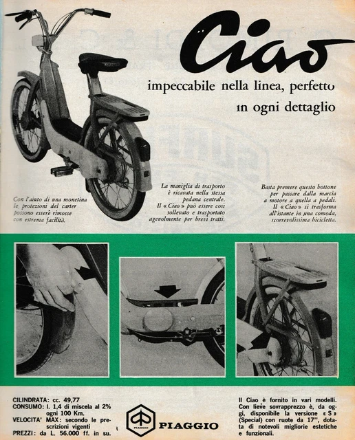 P72.001 Pubblicità Advertising ANNI CIAO - PIAGGIO * 1972 * 2 PAGIN