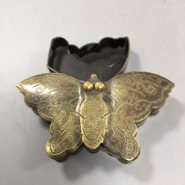 Old Chinese brass copper handmade butterfly office Ink cartridge boxes f851