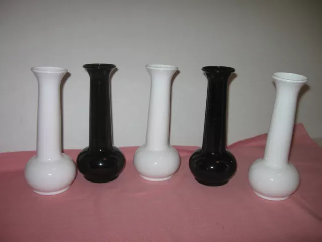 5 Plastic Bud Vases 7.5" BLACK & WHITE Unbreakable Durable SS 24 Syndicate Sales