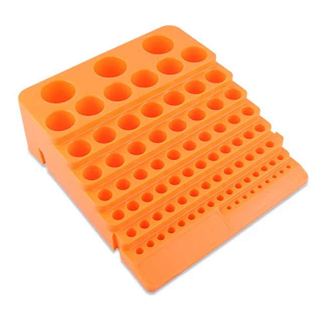 Boîte de rangement robuste en polypropylène jaune avec 84 trous pour fraiseuse