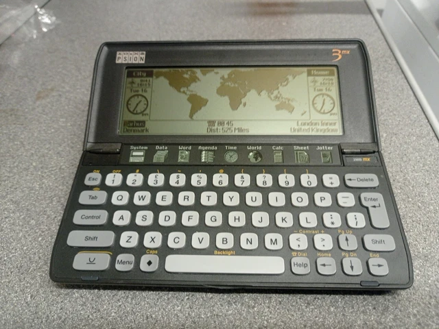 Psion Series 3mx 2MB RAM PDA + CASE ~ GOOD WORKING ORDER ~ GOOD HINGES