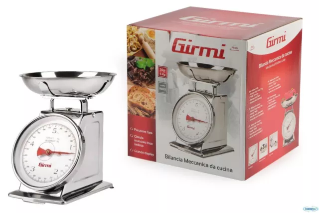 Girmi PS90, bilancia meccanica da cucina, funzione tara, ciotola in acciaio inox