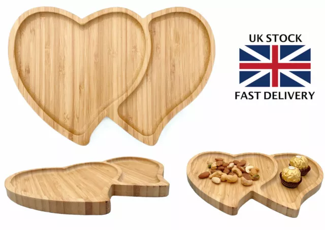 Heart Bamboo Wooden Serving Platter Snack tray - Heart-shaped Serving Tray Plate