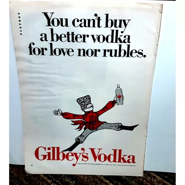 Vintage Gilbeys Vodka Rubles 1968 Original Ad empherma
