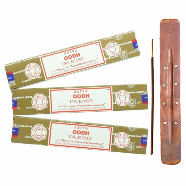 Oodh Booghe Incienso Nag Champa Palos 3x Paquete Con Varillas de Soporte