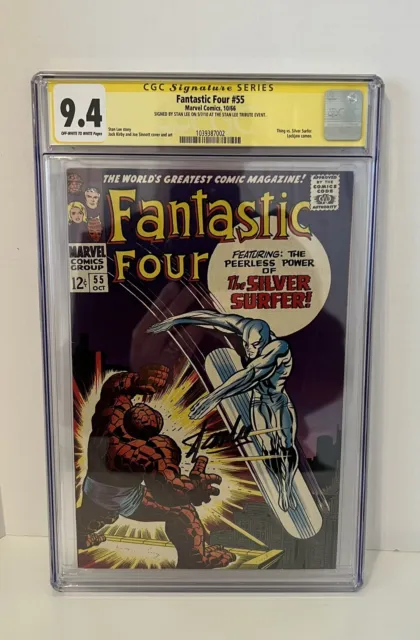 Fantastic Four 55 CGC 9.4 Signed by STAN LEE Thing vs Silver Surfer Rare 1966 🔑