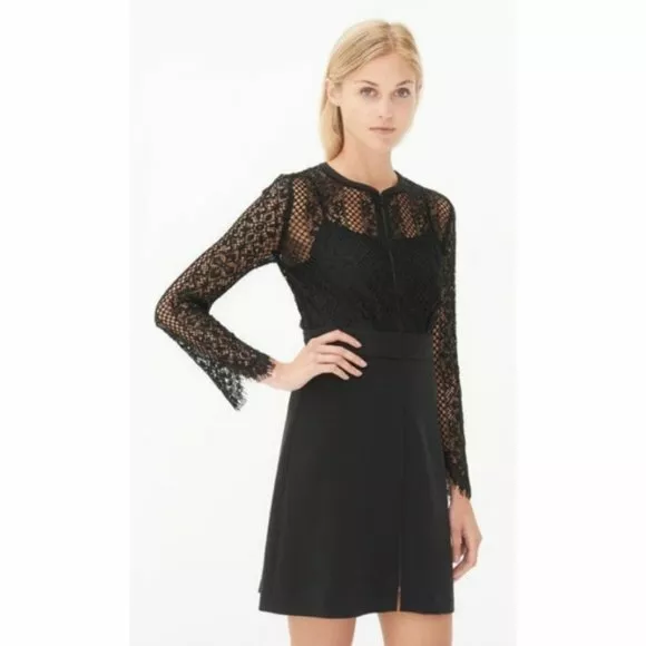 SANDRO Rikka Lace Top Dress - Black - Size 1