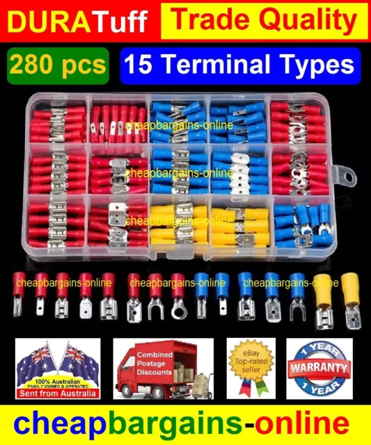 280pc ELECTRICAL WIRE TERMINALS 280 ELECTRICAL CABLE GRIMP CONNECTORS INSULATED