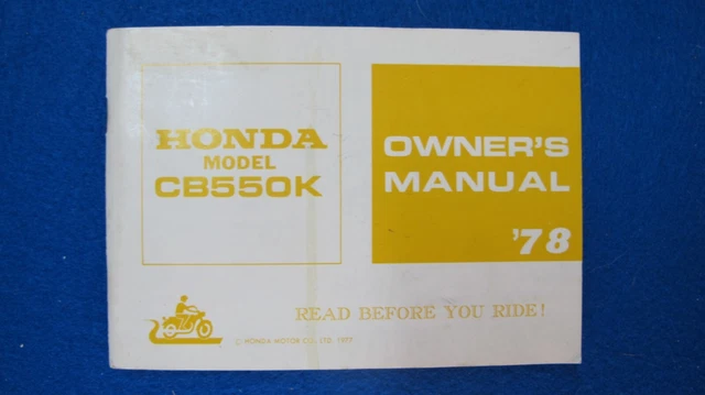 Honda 1977 CB550K Original Factory New Old Stock Owners Manual  F451