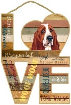 Basset Hound Love Wood Cut Out Word Art 8x11 Hanging Dog Sign Gift Home NEW L77