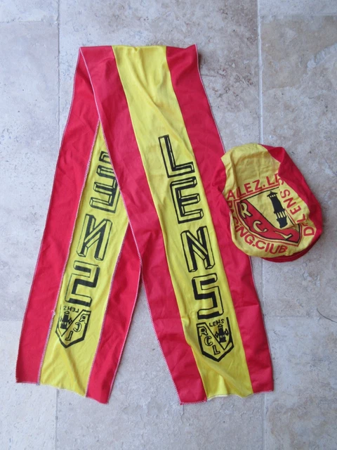 Écharpe + Casquette RC Lens – Supporter Vintage Années 80 – Collection Football
