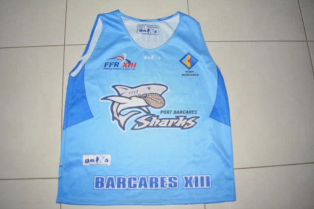 Maillot Rugby SHARKS Port BARCARES # 3 porté taille L