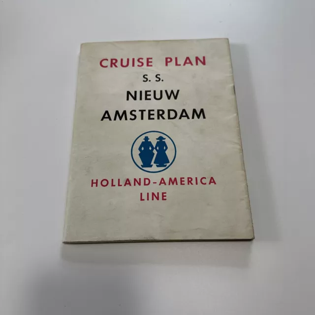 Holland-America Line S.S. NIEUW AMSTERDAM Cruise Plan - 1938 - Color Photos