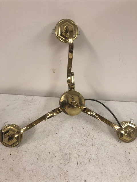 Alter viktorianischer Stil Vintage Messing 3 Kronleuchter Licht Kandelaber Hängeleuchte 5