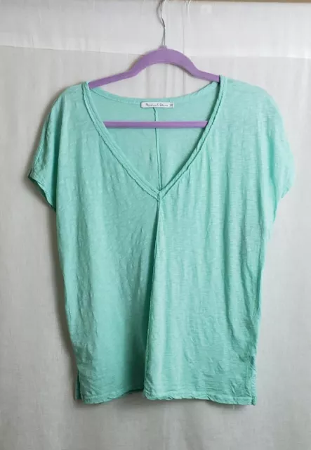 Michael Stars Womens Top Blouse Aqua Green Size OS V-Neck 100% Supima Cotton NEW