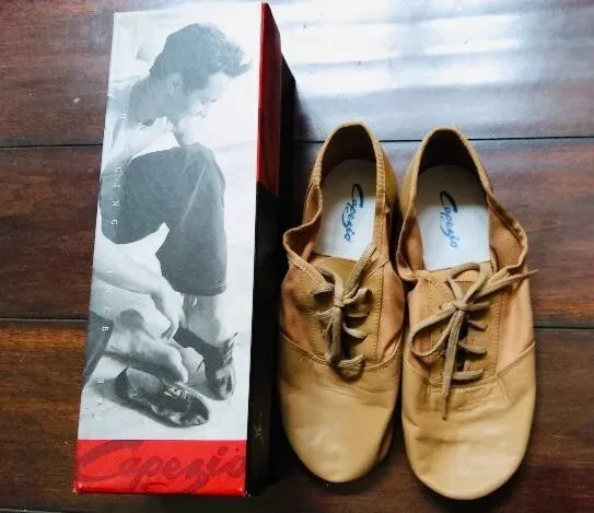 NIB Capezio Caramel #358 Splitsole Lace Up Jazz Dance Shoes Adult Ladies 10.5