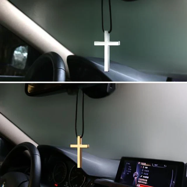 3 Colores Dijes Metal Jesús Cruz Coche Colgante Espejo Trasera Decoración HangiH7