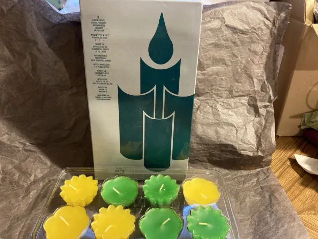 Partylight floater candles, yellow & green (8 In Box), New, Still In Box.
