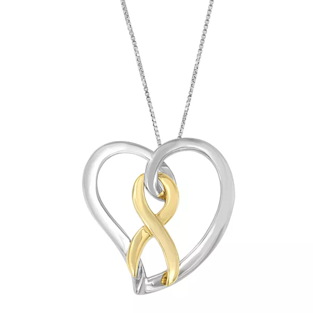 14K Gold und Silber elegante Herzschleife Anhänger Halskette für Frauen
