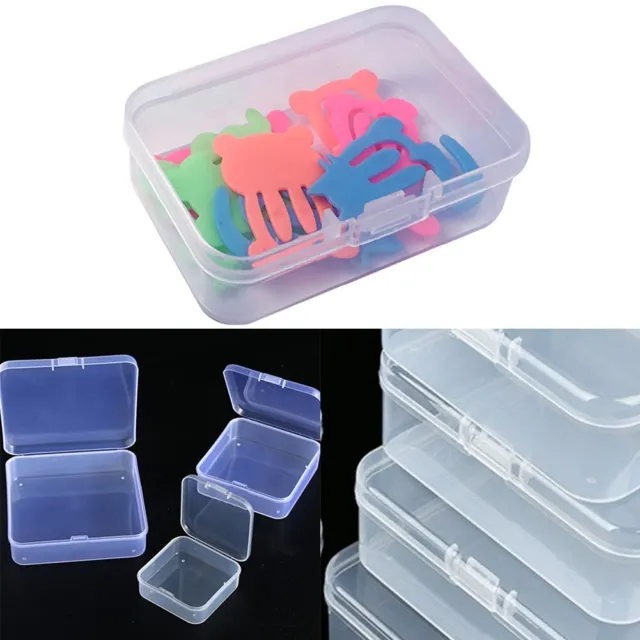 5 PZ PICCOLE scatole di plastica trasparente con ganci per