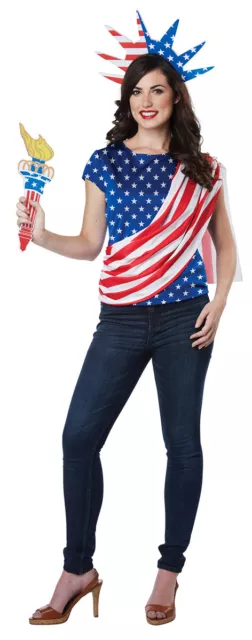 Patriotic Statue Of Liberty Miss Independence America Costume Adult Women