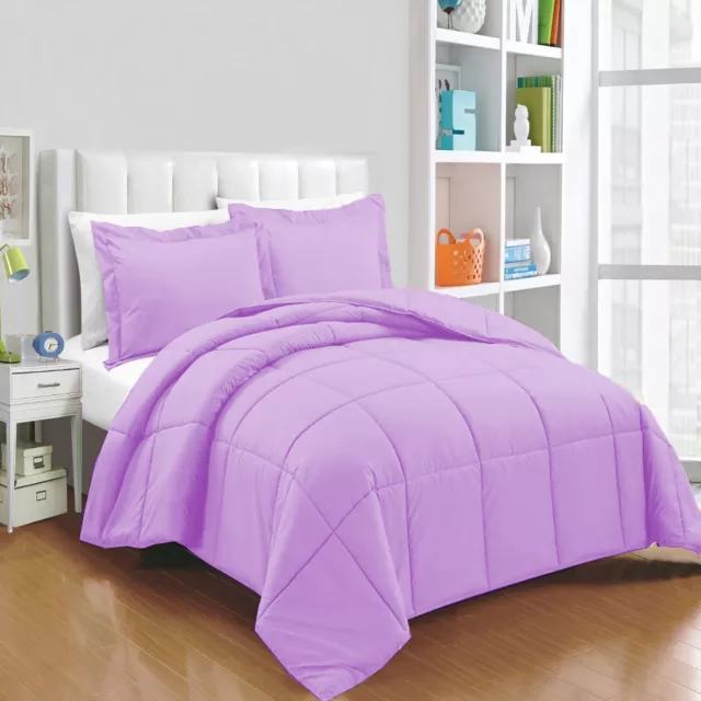 Goose Down Alternative Cotton Comforter & Sets Lavender Solid Select Item