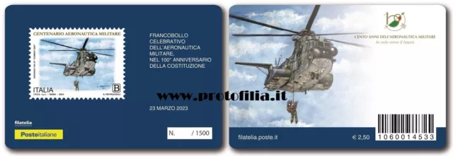 TESSERA FILATELICA ITALIA 2023 NUOVA " 100°  A.M. Elicottero Augusta Bell "