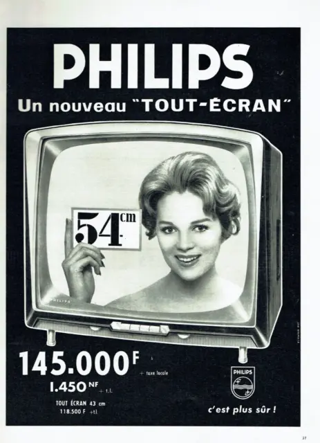 publicité Advertising  1022  1959   téléviseur Philps  tout-écran  54 cms