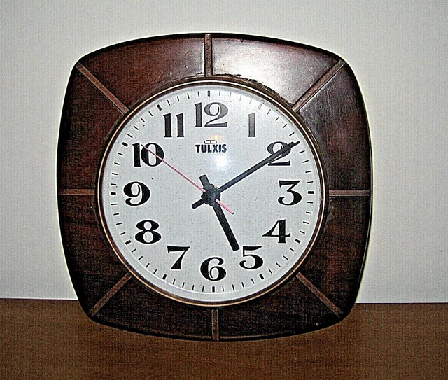 OROLOGIO DA PARETE LEGNO MASSICCIO TULXIS FRANCIA FUNZIONANTE vintage