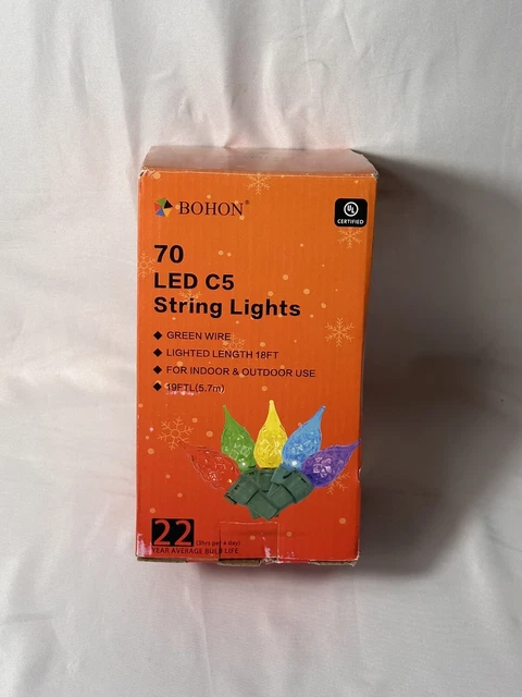 BOHON 70 LED C5 String Lights multi-color Brand new Christmas, Halloween 22 Foot