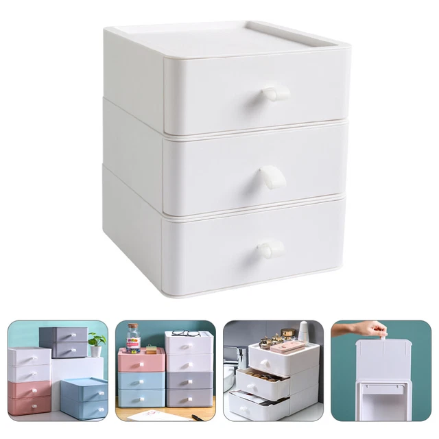 Organiseur De Bureau 3 Niveaux Empilable – Tiroirs Transparents Mignons Pour Maquillage, Papeterie & Bureau