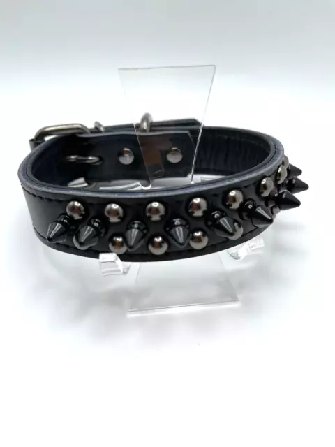 1" Spiked Studded Dog Collar Soft PU Leather Adjustable for Small Medium Dog Cat