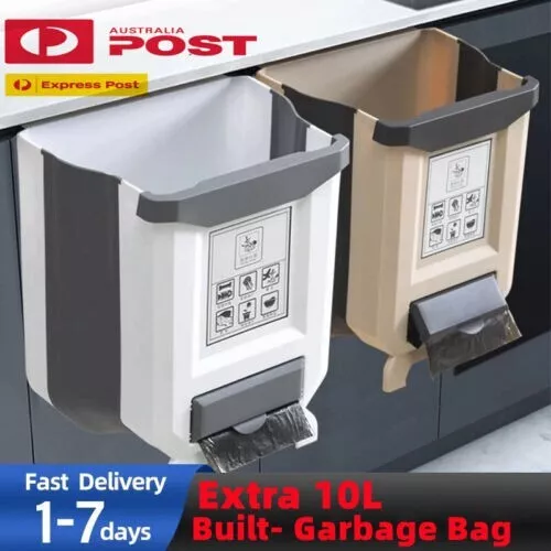 10L Kitchen Wall Mounted Foldable Waste Bin Cabinet Door Cupboard Hanging Trash