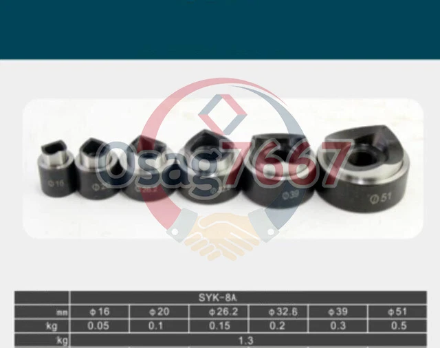 16-51MM 6 Die Hydraulic Knockout Punch Driver Kit Hole Tool molds