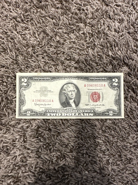 1963 2 dollar bill red seal