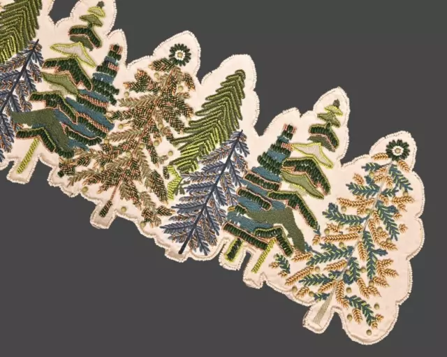 Camino de mesa con diseño de árbol de Navidad, camino de mesa con cuentas a...