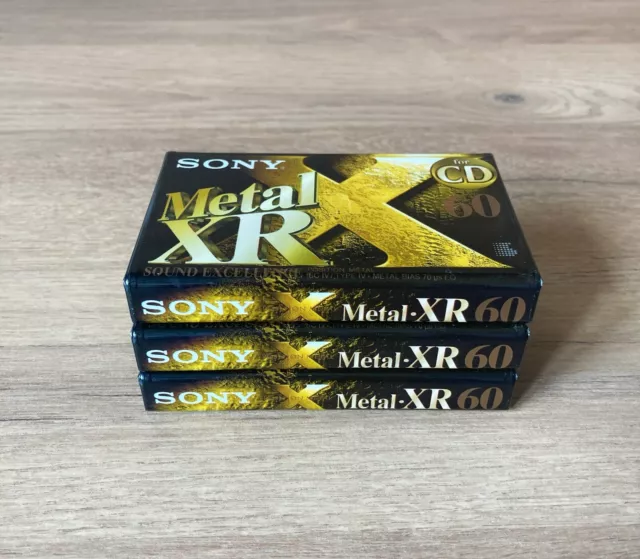 Lot de 3 cassettes audio vierges SONY Metal XR 60 type IV. Neuves.