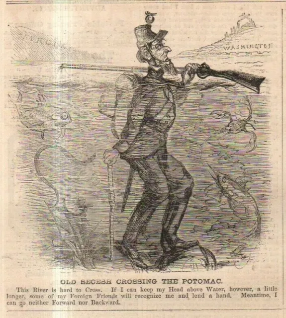 1861 Harpers Weekly Original Print - Successionists try to cross the Potomac