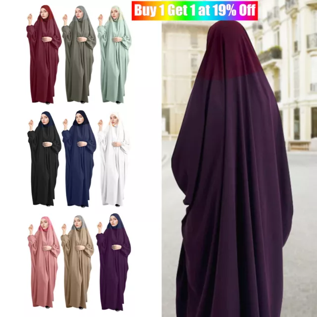 Muslim Robe One Piece Abaya Khimar Kaftan Prayer Dress Jilbab Modest Hijab Abaya